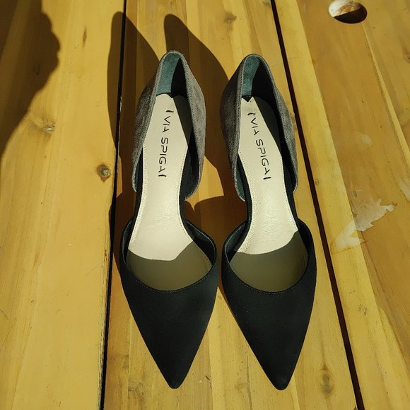 NEW Via Spiga Black Gray Suede Pumps Heels. 7.5 - Picture 6 of 6